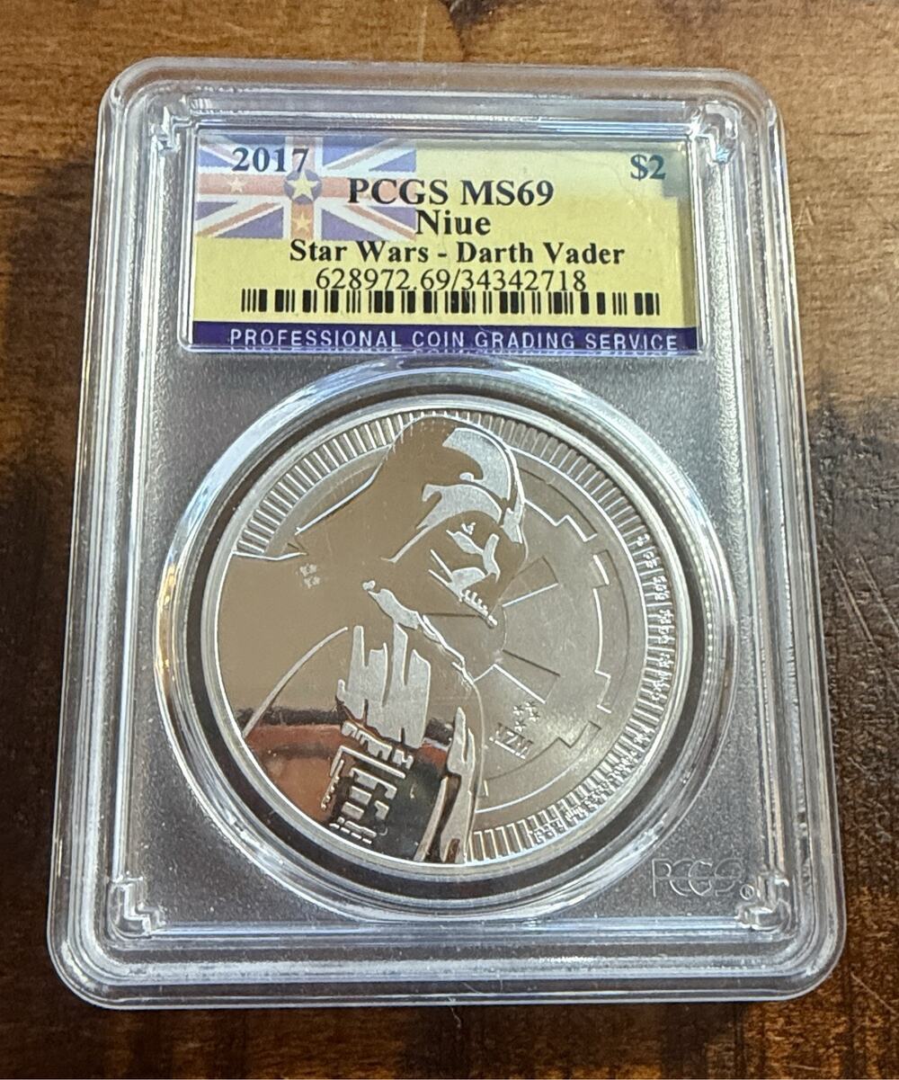 2017 Niue $2 Star Wars Darth Vader 1 oz .999 Silver Coin PCGS MS69